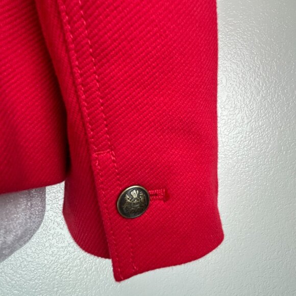 Talbots Women 6P Red Military Jacket Cotton Blend Buttons Twill Classic Holiday - Picture 9 of 16